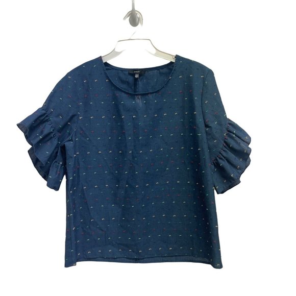 Anthropologie Tops - Anthropologie Drew blue ruffle sleeve top Medium